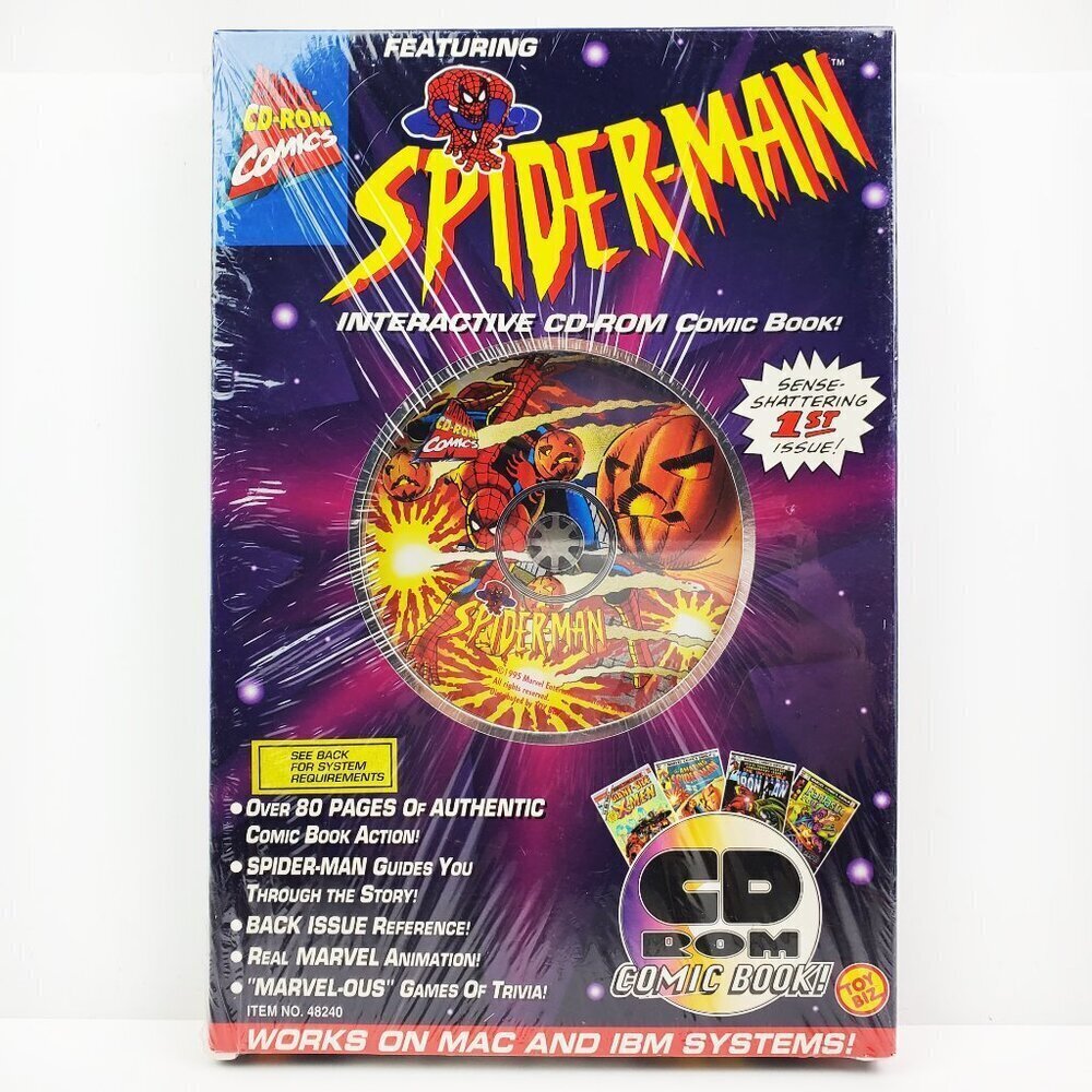 Spider-Man Vintage Interactive Comic Book CD-ROM 1995 Marvel Toy Biz 90s Sealed